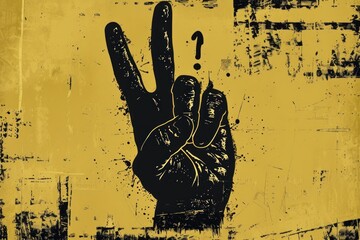 hand silhouette is showing a six finger gesture