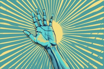 hand and arm with rays on a background