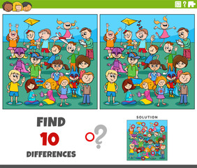 differences activity with cartoon children characters group