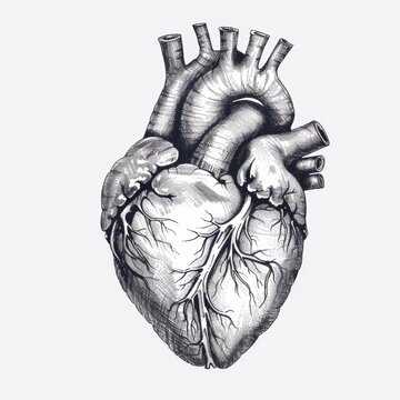 Artistical illustration vector drawing of human heart