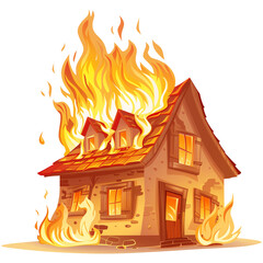 illustration of a house on fire