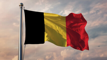 Belgium Waving Flag Against a Cloudy Sky