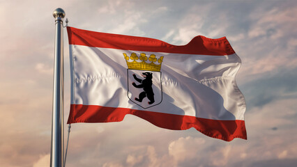 Berlin Waving Flag Against a Cloudy Sky