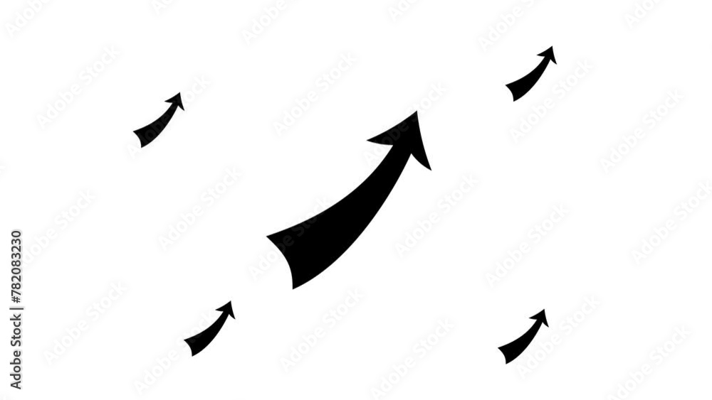 Poster zoom in and out animation the up arrow symbol. large black symbol in the center and four small symbo