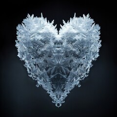 Artistic 3D vector illustration of heart made of frozen ice
