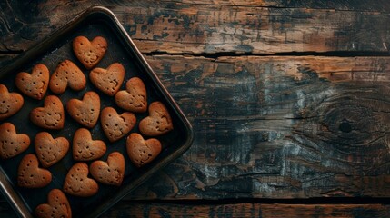 Fresh baked cookies with heart shape