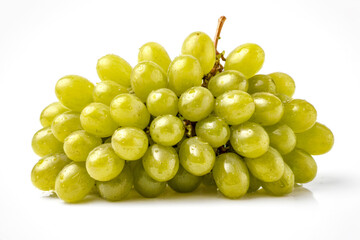 Fresh green grapes isolated on white background. Glossy and vibrant, perfect for healthy eating...