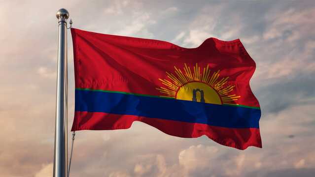 Carabobo Waving Flag Against a Cloudy Sky