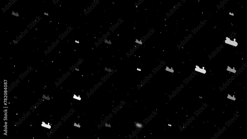 Poster template animation of evenly spaced carpentry planer symbols of different sizes and opacity. animati