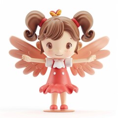 Cute cartoon character angel with wings
