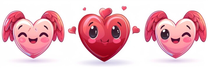 Artistic vector illustration of cute heart cartoon character