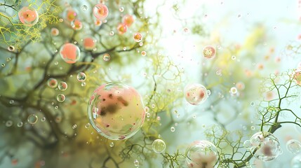 Digital green bubble cell molecule poster background