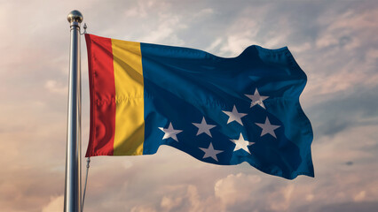 Durham North Carolina Waving Flag Against a Cloudy Sky