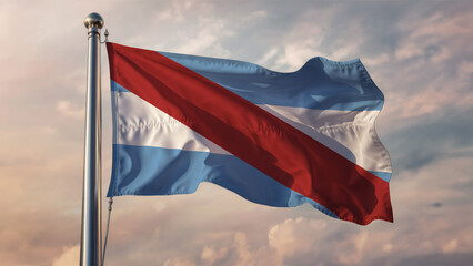 Entre Rios Waving Flag Against a Cloudy Sky
