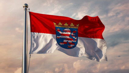 Hesse Waving Flag Against a Cloudy Sky