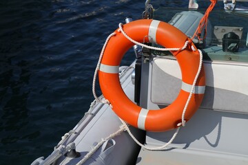 Lifebelt on a boat in Italy