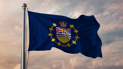 Lieutenant-Governor Of British Columbia Waving Flag Against a Cloudy Sky
