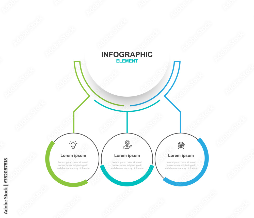 Poster Design template infographic vector element with 3 step line process suitable for business information, workflow, diagram presentation. 