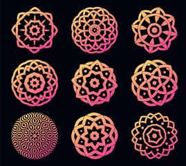 Abstract lace circles with patterns. Abstract floral circles