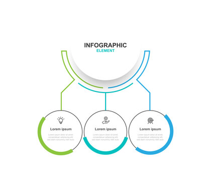 Design template infographic vector element with 3 step line process suitable for business information, workflow, diagram presentation. 