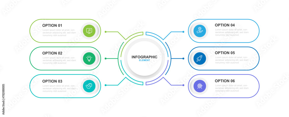 Poster Design template infographic vector element with 6 step can be used for business information, work flow, diagram, presentation, and more