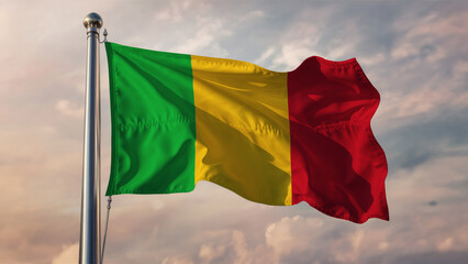 Mali Waving Flag Against a Cloudy Sky