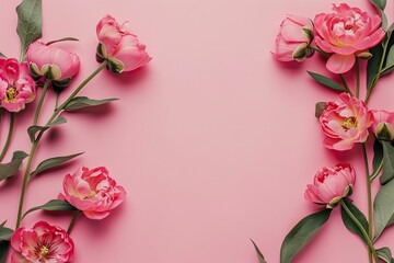 Happy Mother's Day or birthday concept. Floral greeting card with beautiful flowers with copy space with generative ai