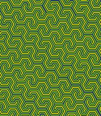 Green yellow geometric pattern. Abstract seamless pattern on a dark background