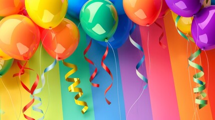 New Year Party Moment: Colorful Balloons Intertwined with Party Lights, Stunning Scene