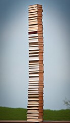 A very large stack of books. Concept day of knowledge. Reading as a way of life.