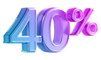 Discount 40 Percent -  3D Gradient Number Promotion