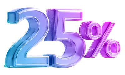 Discount 25 Percent -  3D Gradient Number Promotion