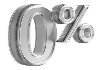 Number 0 Percent -  3D Silver Number