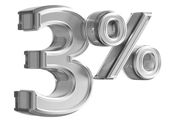 Discount 3 Percent Off Sale -  3D Silver Number Promotion