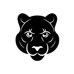 Simple panther face isolated black icon.
