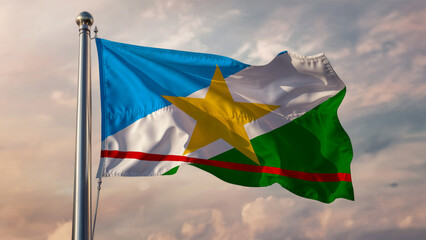 Roraima Waving Flag Against a Cloudy Sky