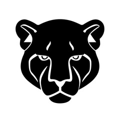 Simple panther face isolated black icon.