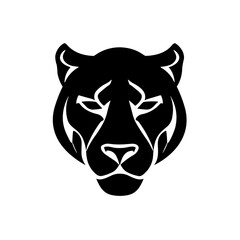 Simple animal panther face isolated black icon.