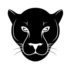 Simple panther face isolated black icon.