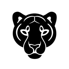 Simple panther face isolated black icon.