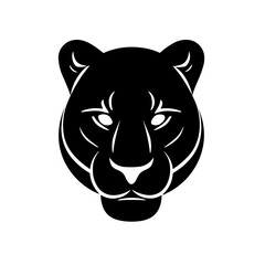 Simple panther face isolated black icon.