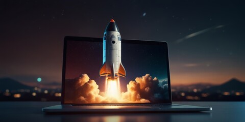 Rocket starting on laptop