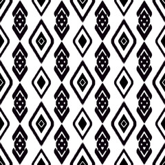 Black motif ethnic ikat seamless pattern. Print striped ornament floral. Fabric pattern for silk.