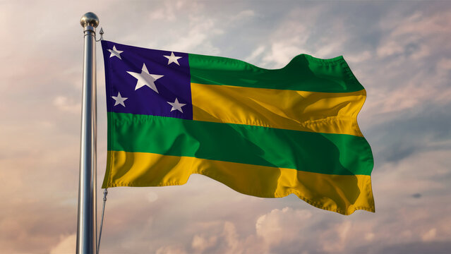 Sergipe Waving Flag Against a Cloudy Sky