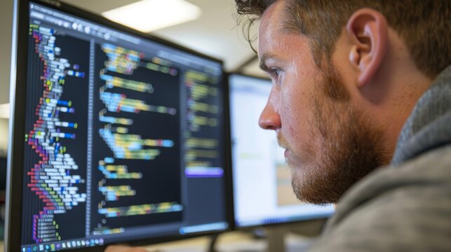 A master of code, navigating through lines with precision, crafting digital worlds with keystrokes, a software sorcerer conjuring programs into existence.
