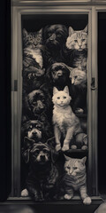 Cats and dogs in a whimsical arrangement: The art of pet companionship