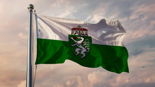 Styria Waving Flag Against a Cloudy Sky