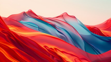 Fototapeta premium Digital technology red and blue wave abstract poster PPT background