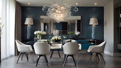 Elegant Dining: A Sophisticated and Modern Glass-Topped Dining Room