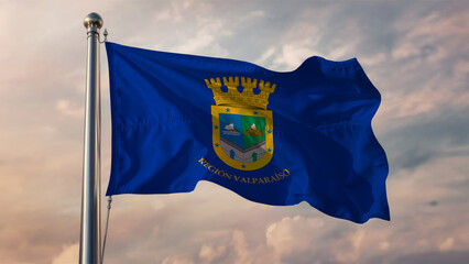 Valparaiso Waving Flag Against a Cloudy Sky
